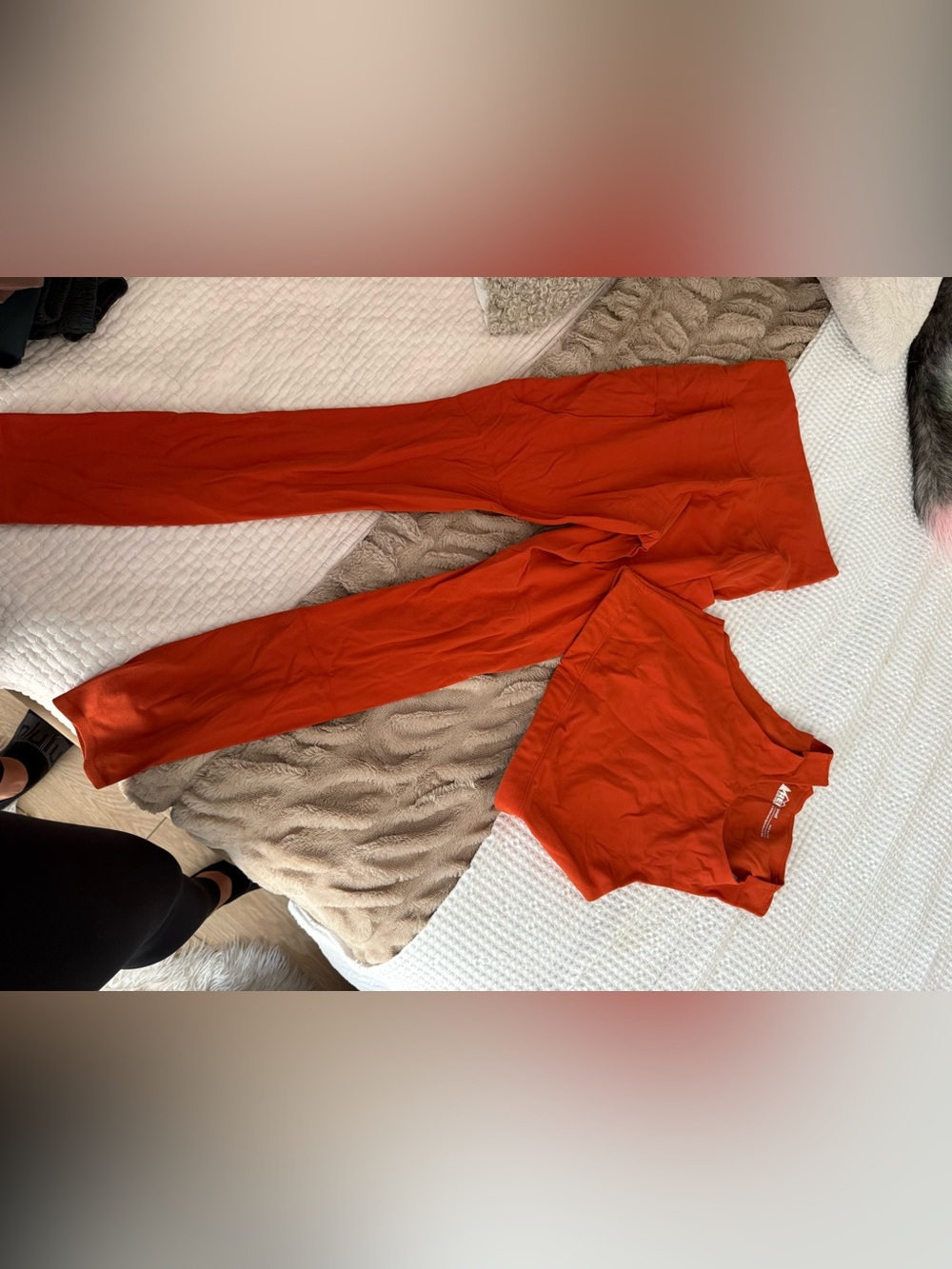 High-Waist Rust Orange leggings and Bra Set